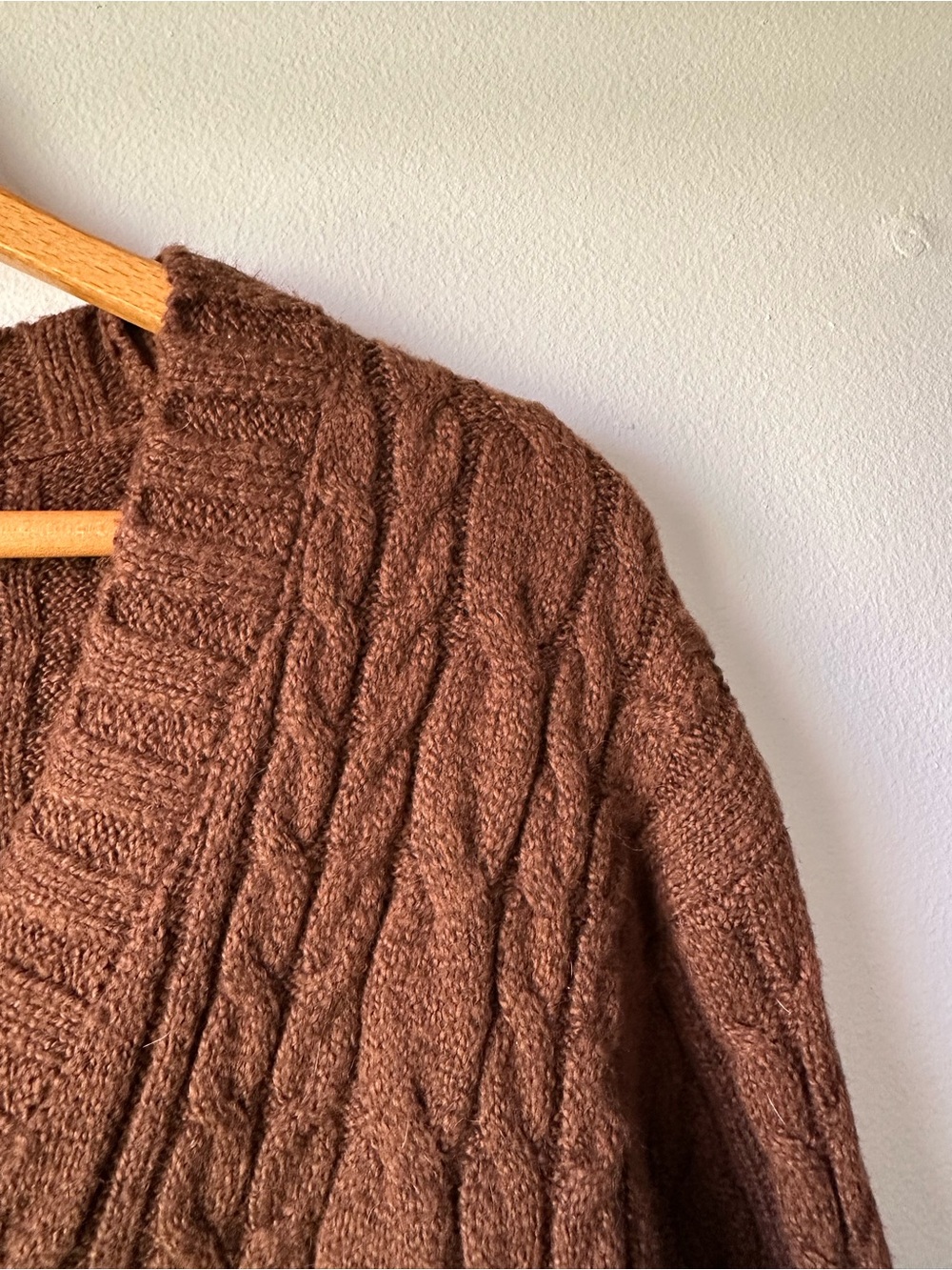 American Eagle Outfitters Brown Cable Knit V-Neck Button Cardigan - Picture 4 of 10